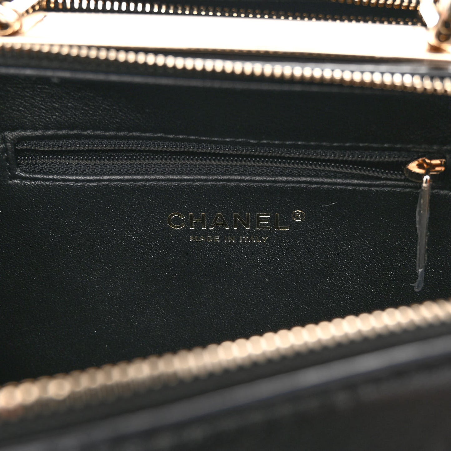 Lambskin Quilted Small Trendy CC Bowling Bag Black