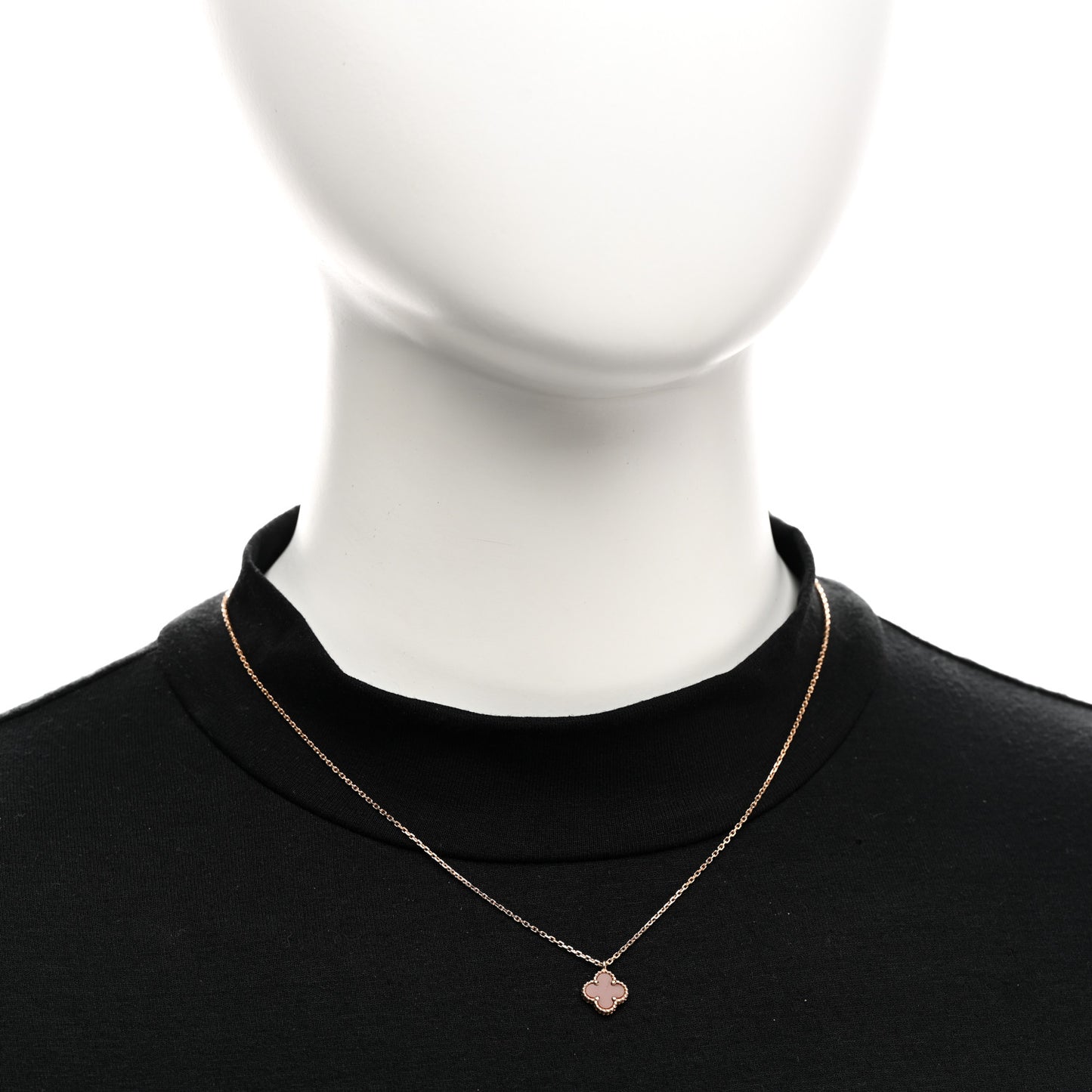 18K Rose Gold Carnelian Sweet Alhambra Pendant Necklace