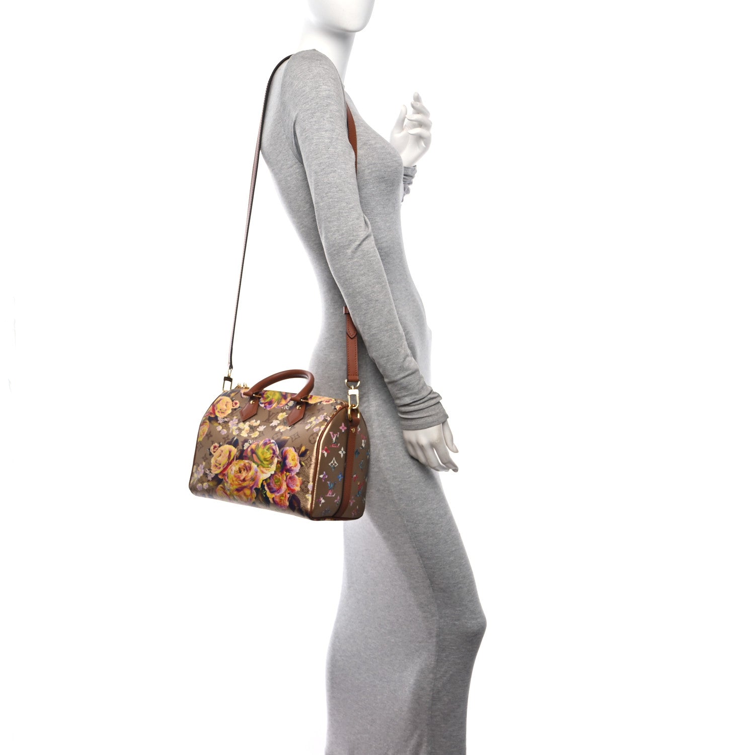 Louis Vuitton Metallic Monogram LV Garden Speedy Bandouliere 25 Gold 2 of 12