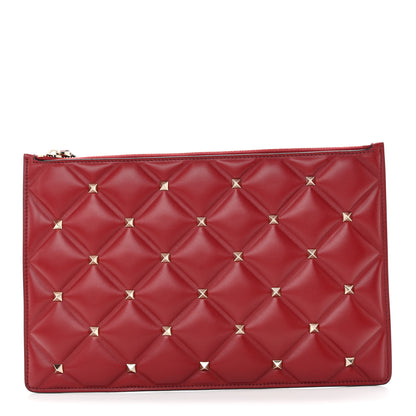 Valentino Garavani Nappa Large Candystud Flat Zip Pouch Rubino 1 of 10