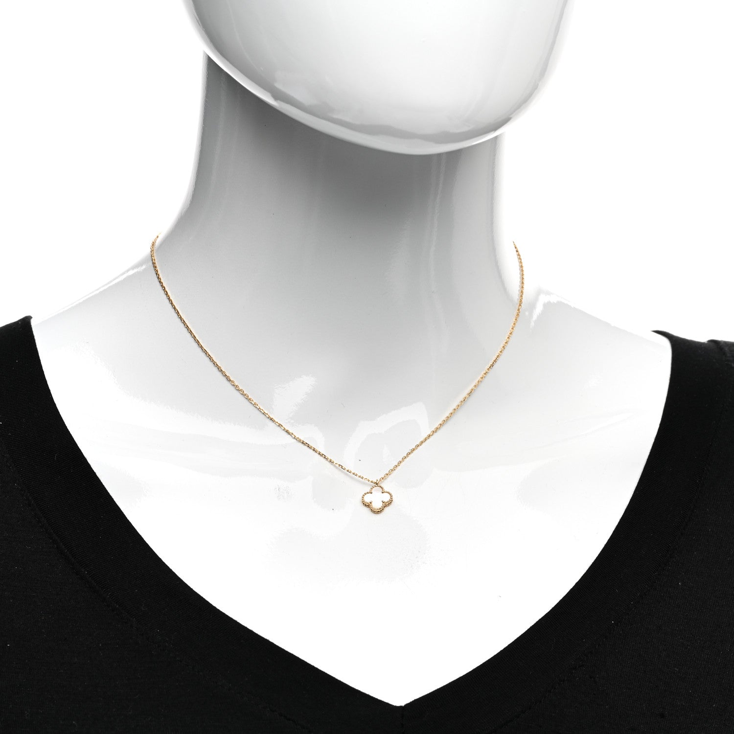 Van Cleef & Arpels 18K Yellow Gold Mother of Pearl Sweet Alhambra Pendant Necklace 2 of 6