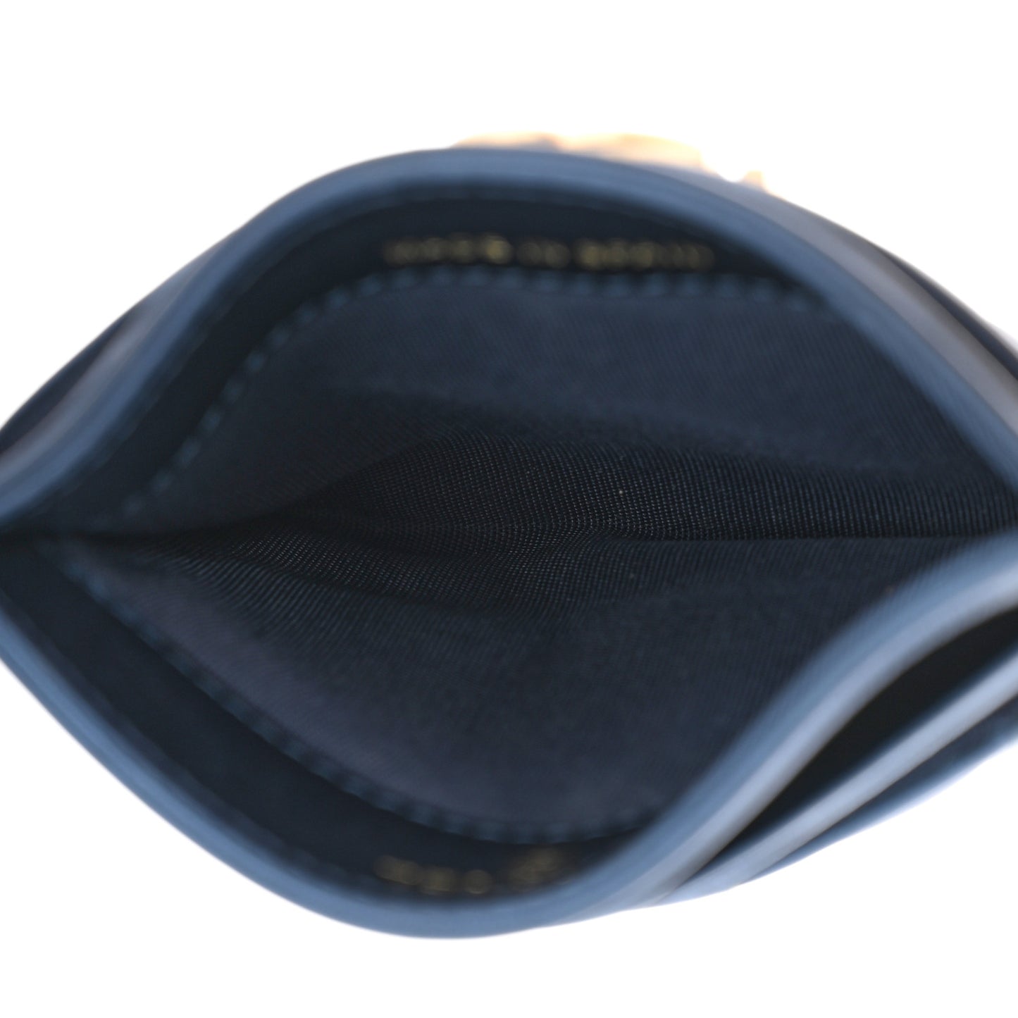 Metallic Lambskin Quilted Boy Card Holder Navy Blue