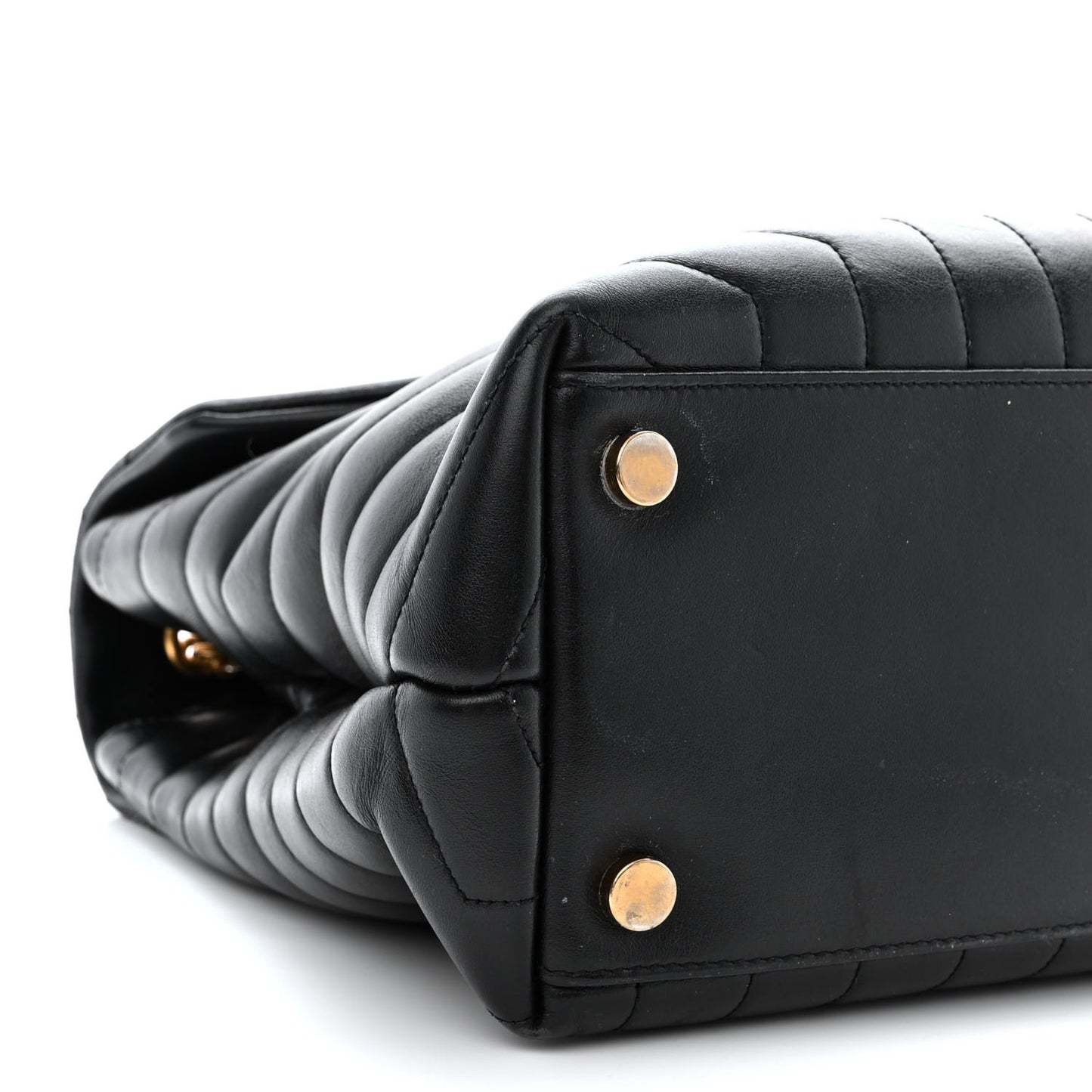 Calfskin Y Quilted Monogram Large Loulou Chain Satchel Black