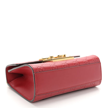 Gucci Guccissima Small Padlock Shoulder Bag Hibiscus Red 4 of 14