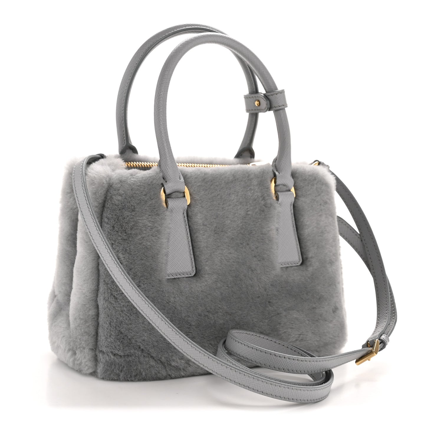 Shearling Mini Galleria Double Zip Tote Fiordaliso