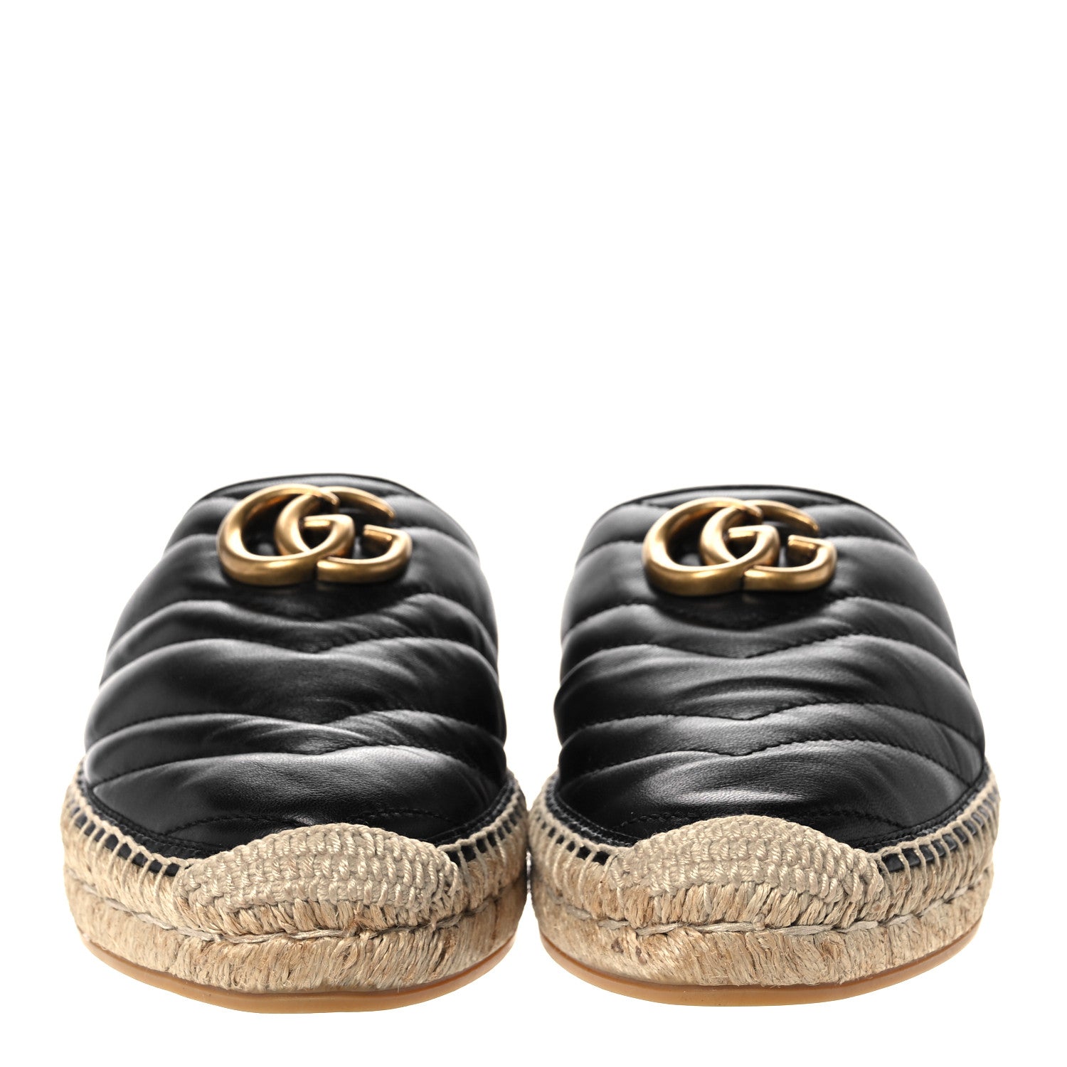 Gucci Nappa Matelasse GG Marmont Espadrille Slippers 38 Black 2 of 9