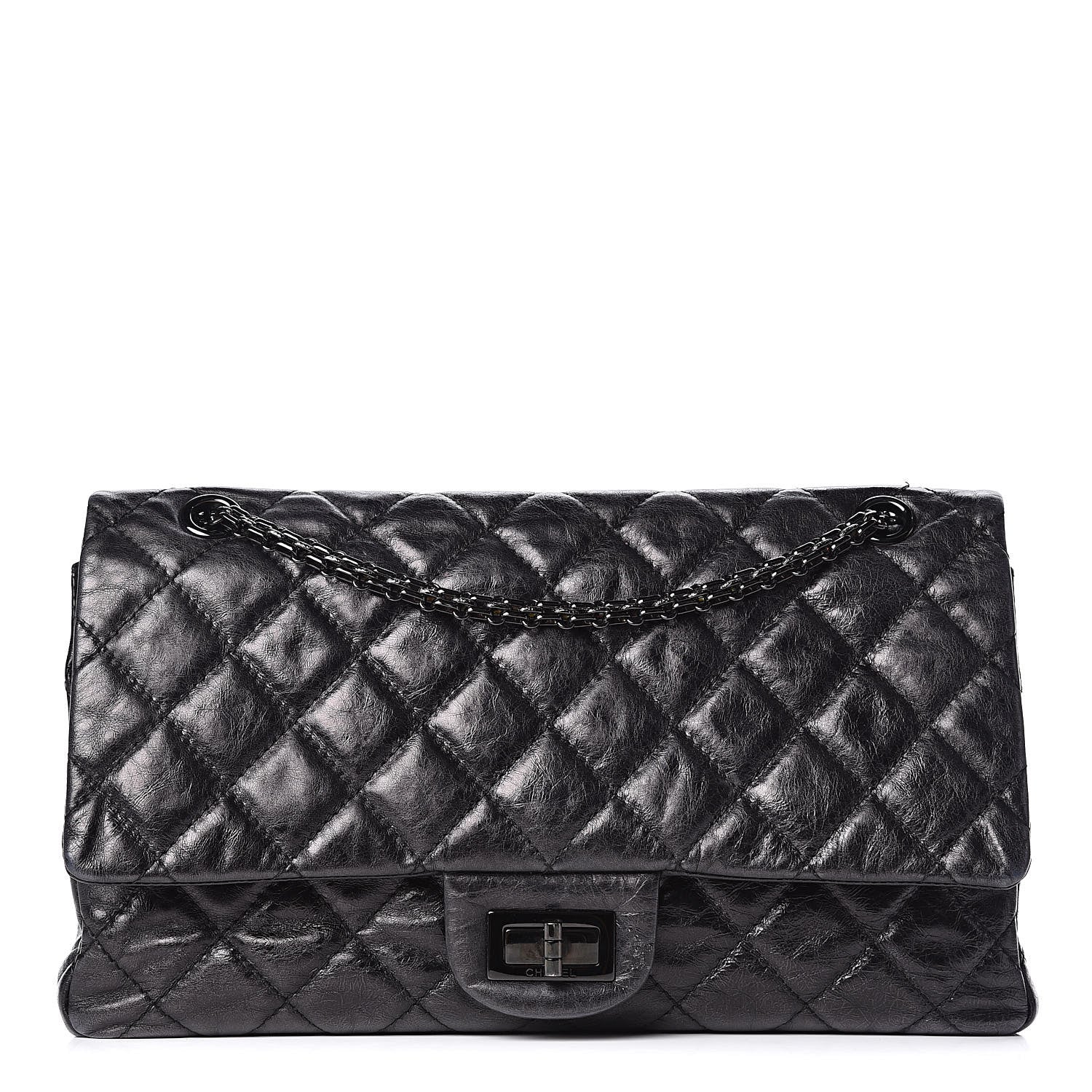 Chanel Metallic Aged Calfskin Quilted 2.55 Reissue 227 Flap So Black 1 of 15