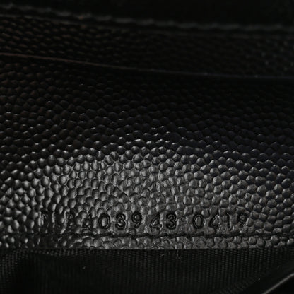 Saint Laurent Grain De Poudre Matelasse Chevron Monogram Compact Tri Fold Wallet Black 6 of 11