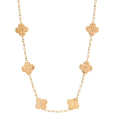 Van Cleef & Arpels 18K Yellow Gold 10 Motifs Vintage Alhambra Necklace 1 of 5