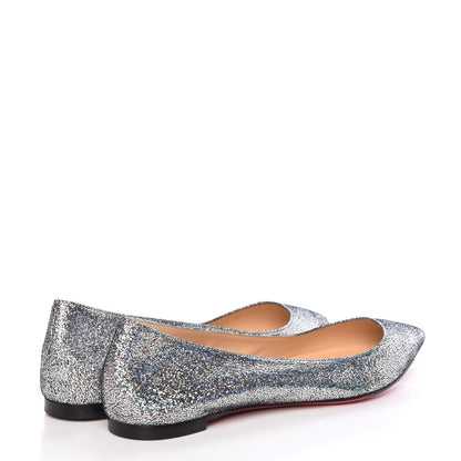 Christian Louboutin Nappa Mica Ballalla Flats 37.5 Silver 4 of 9
