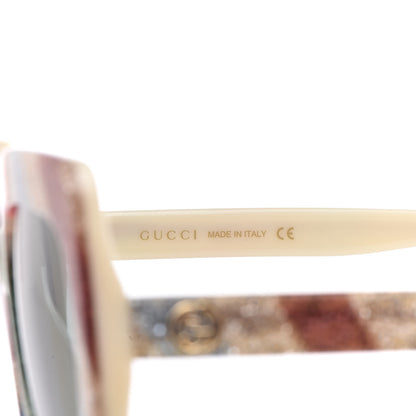 Gucci Square Frame Stripe Glitter GG0328S Sunglasses Ivory Multicolor 5 of 7