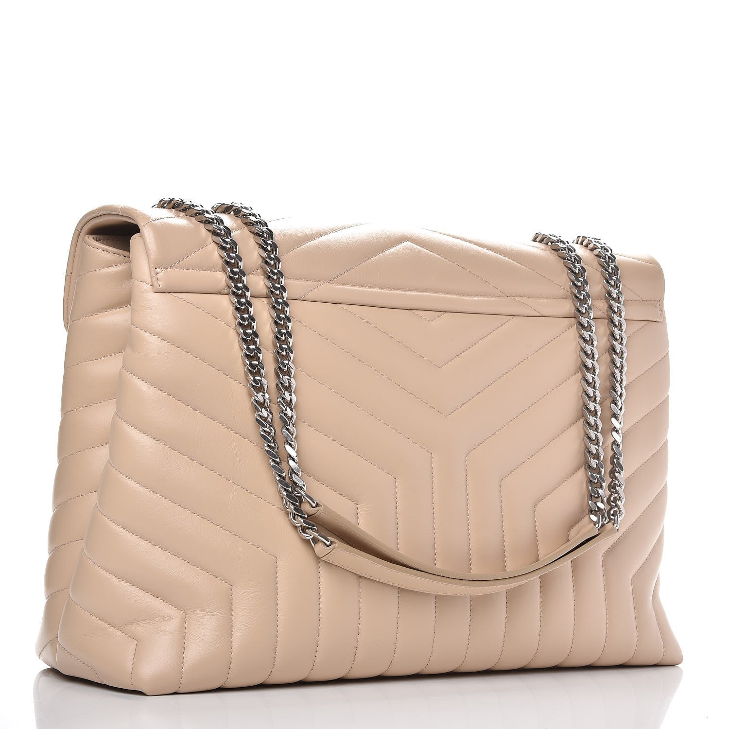 Saint Laurent Calfskin Y Quilted Monogram Large Loulou Chain Satchel Nude Powder 3 of 7