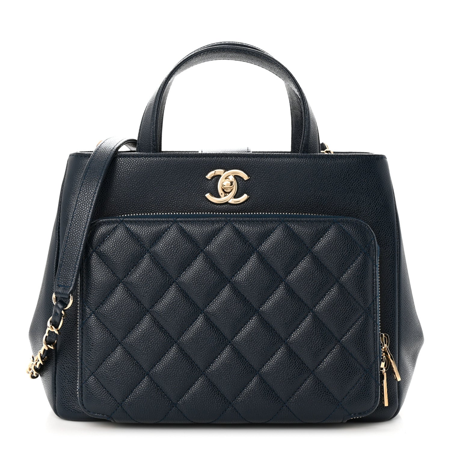Chanel Caviar Quilted Small Business Affinity Shopping Bag Navy 1 of 10