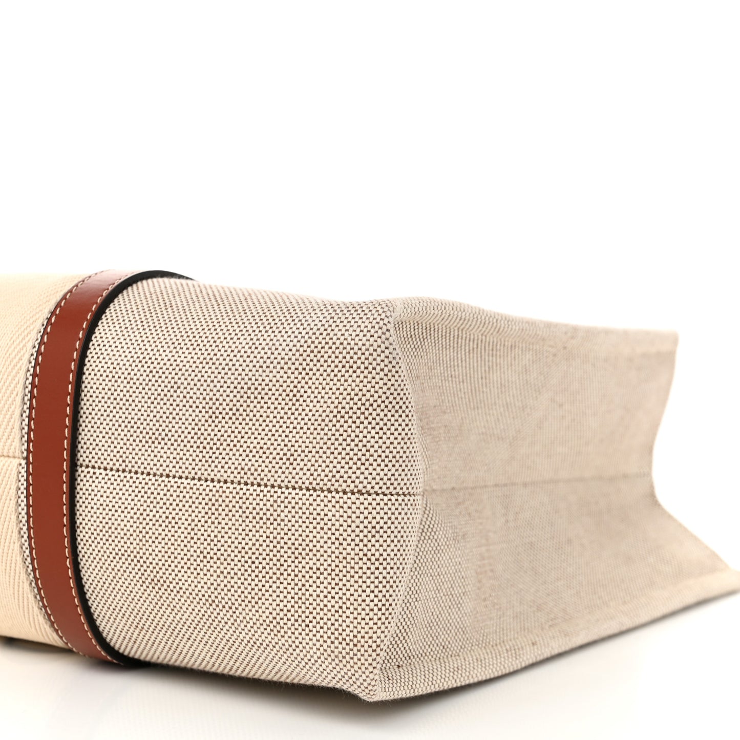 Cotton Calfskin Large Woody Ribbon Tote White Brown