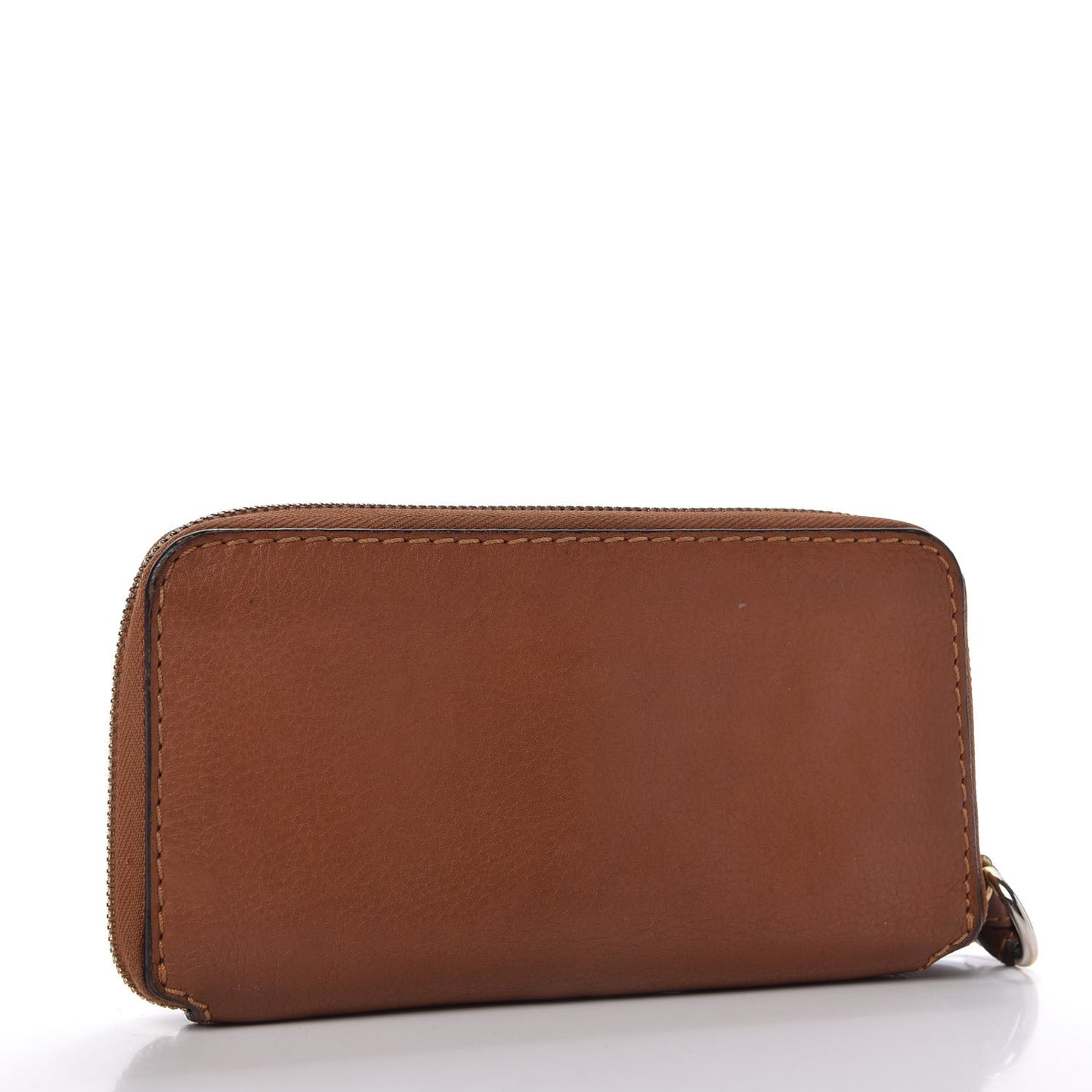 Grained Calfskin Marcie Long Zip Around Wallet Tan