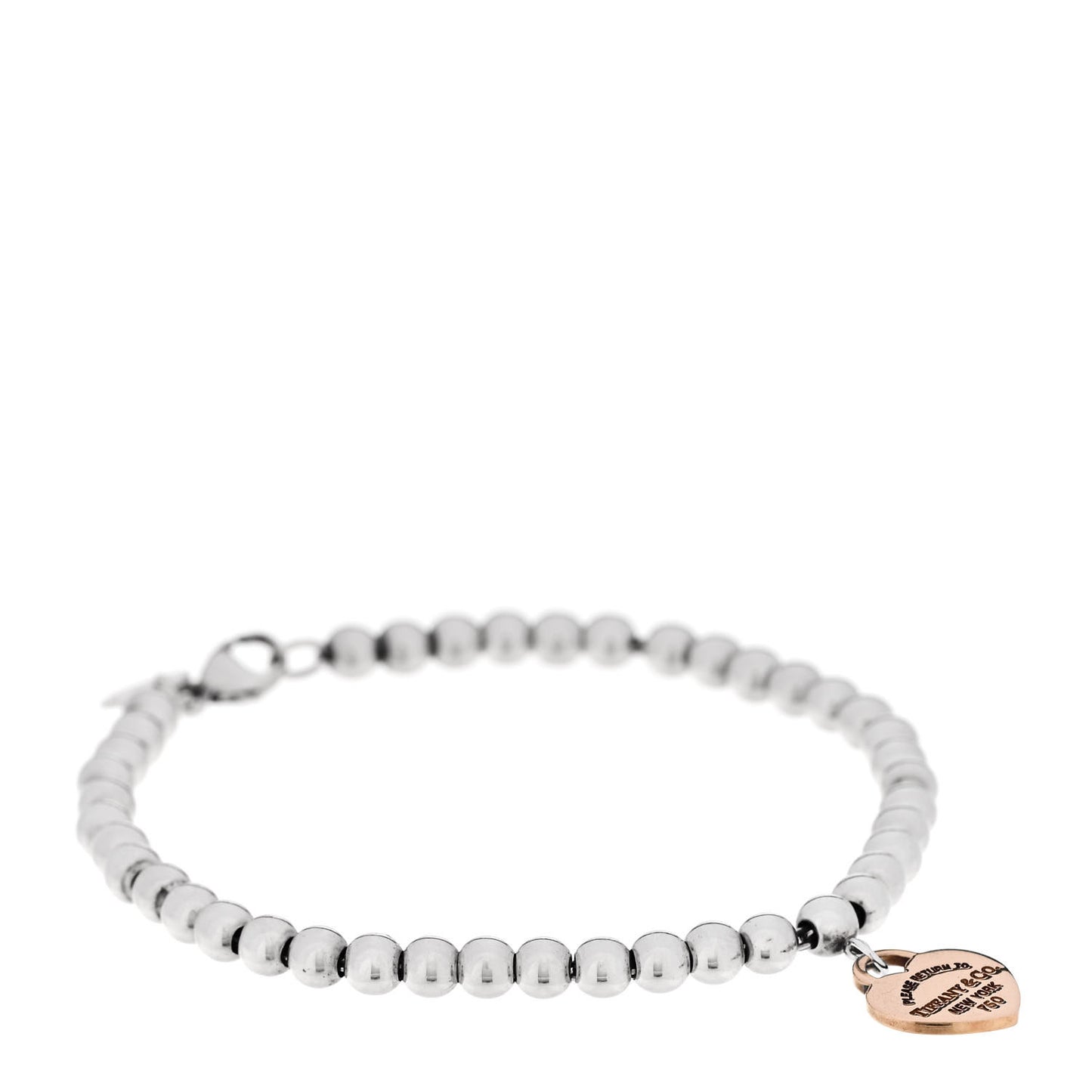 Sterling Silver 18K Rose Gold Return to Tiffany Heart Bead Bracelet