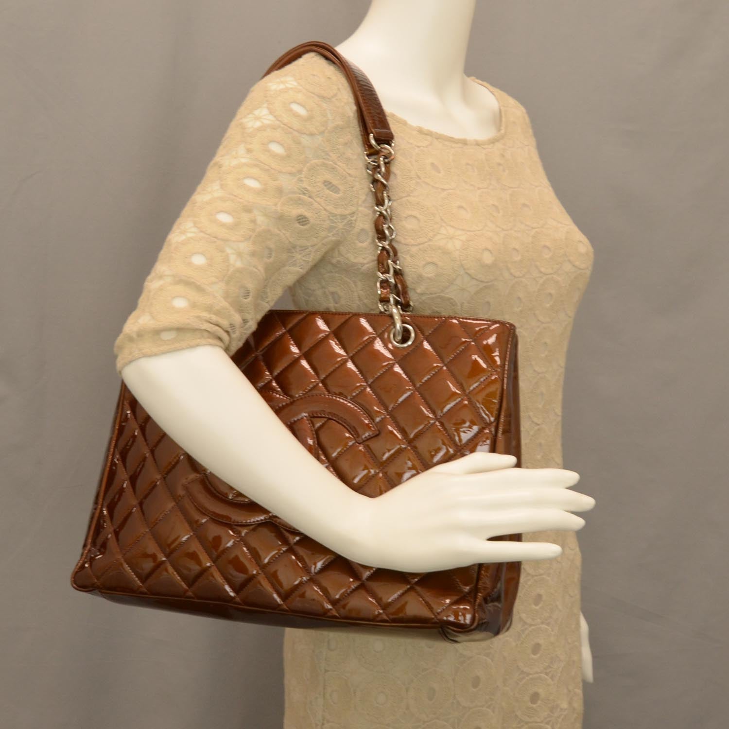 Chanel Patent Grand Shopping Tote GST Bronze 2 of 9
