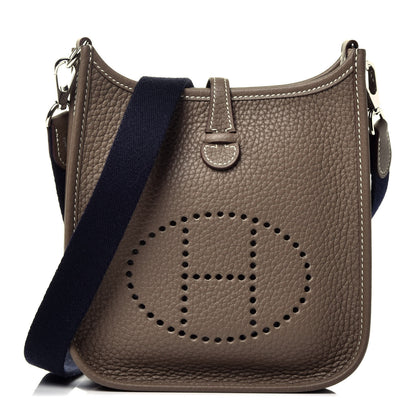 Hermes Taurillon Clemence Amazone Evelyne TPM Etoupe Bleu Indigo 1 of 8