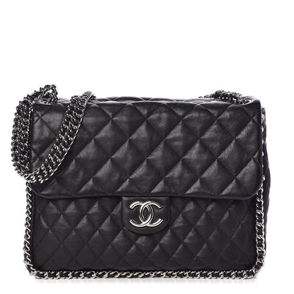 Chanel Washed Lambskin Quilted Maxi Chain Around Flap Black 1 of 10