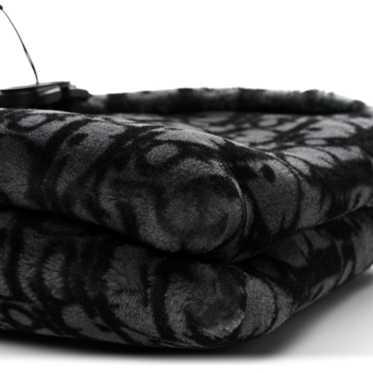 Christian Dior Oblique Mink Fur Saddle Soft Bag Dark Grey 10 of 10