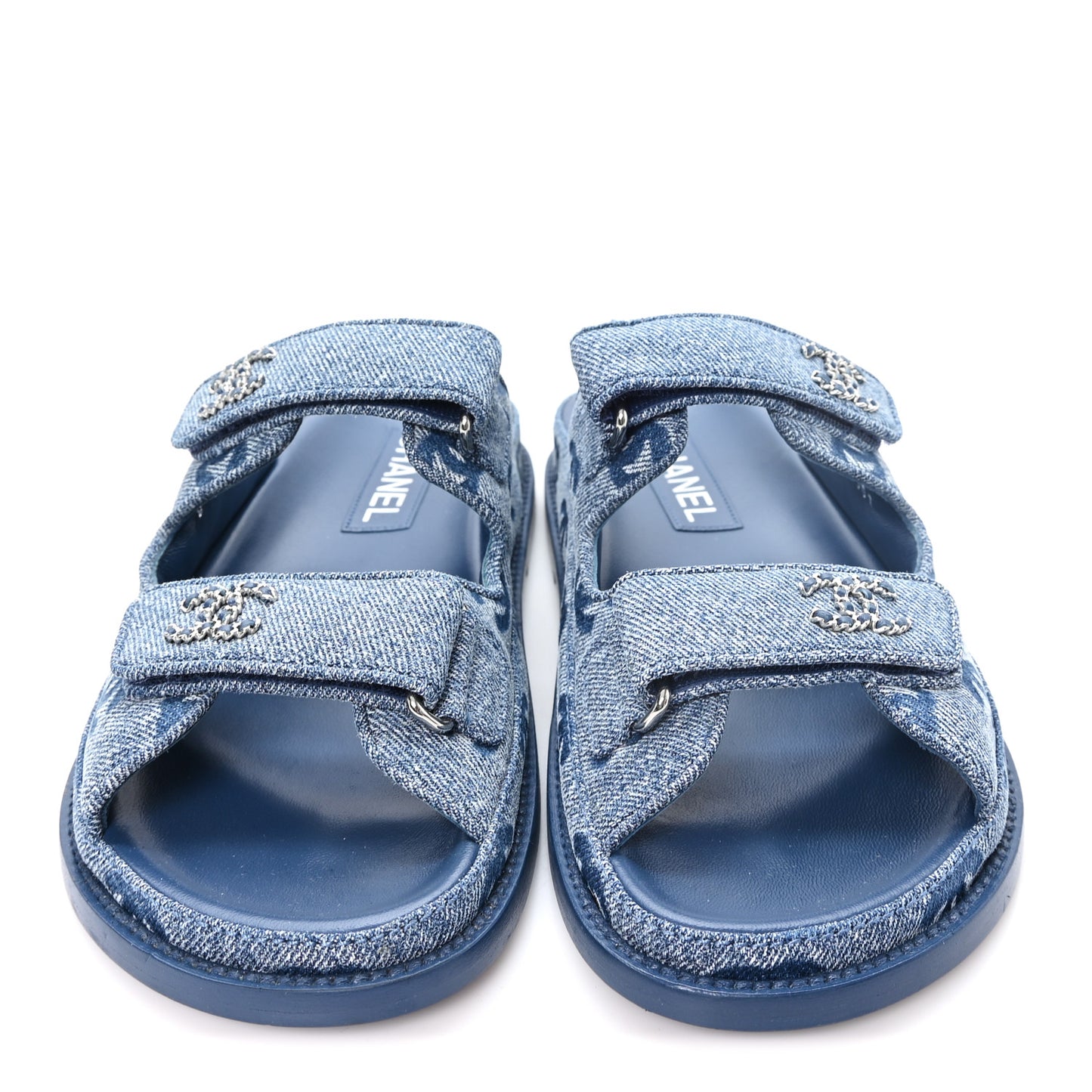 Denim CC Velcro Dad Chain CC Slide Sandals 37 Blue