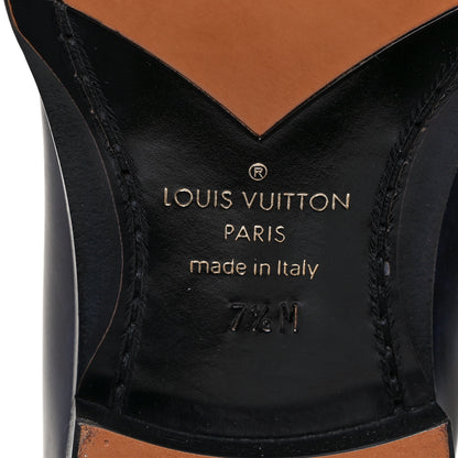 Louis Vuitton Waxed Calfskin Mens Vendome Loafers 7.5 Blue 6 of 8