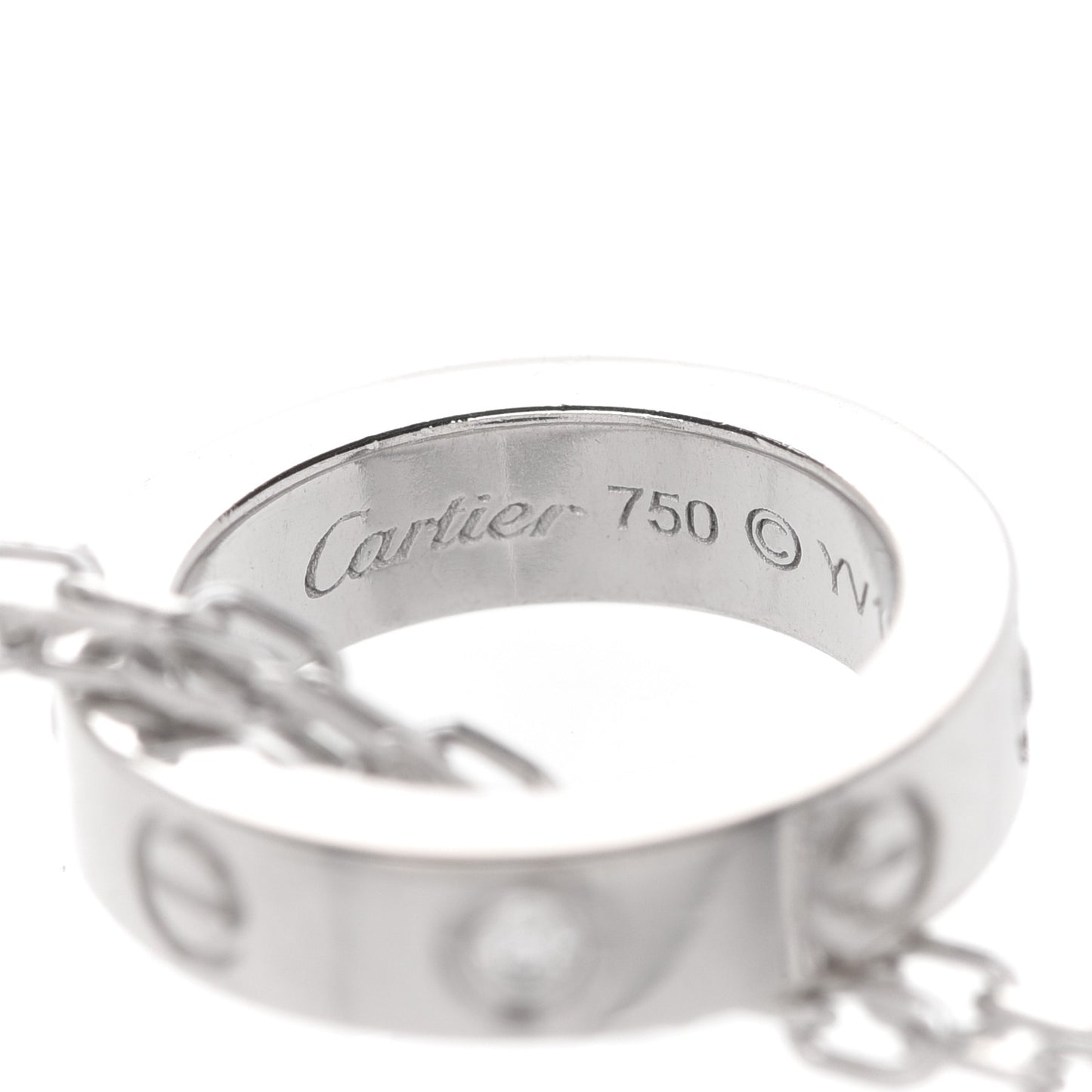18K White Pink Gold Diamond Three Ring LOVE Necklace