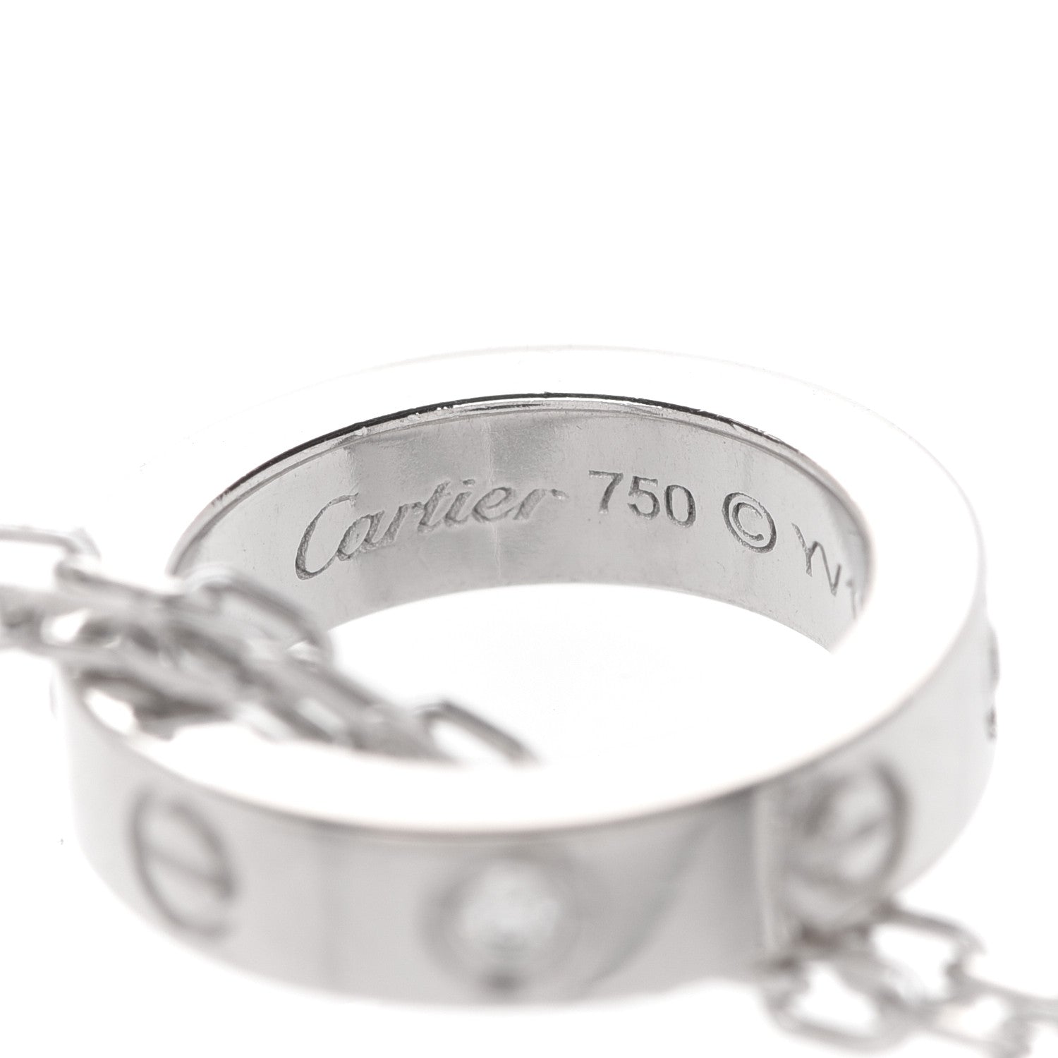 Cartier 18K White Pink Gold Diamond Three Ring LOVE Necklace 5 of 10