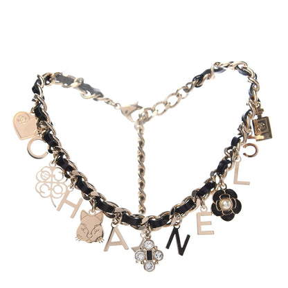 Chanel Lambskin Crystal CC Logo Charming Choker Gold Black 1 of 6