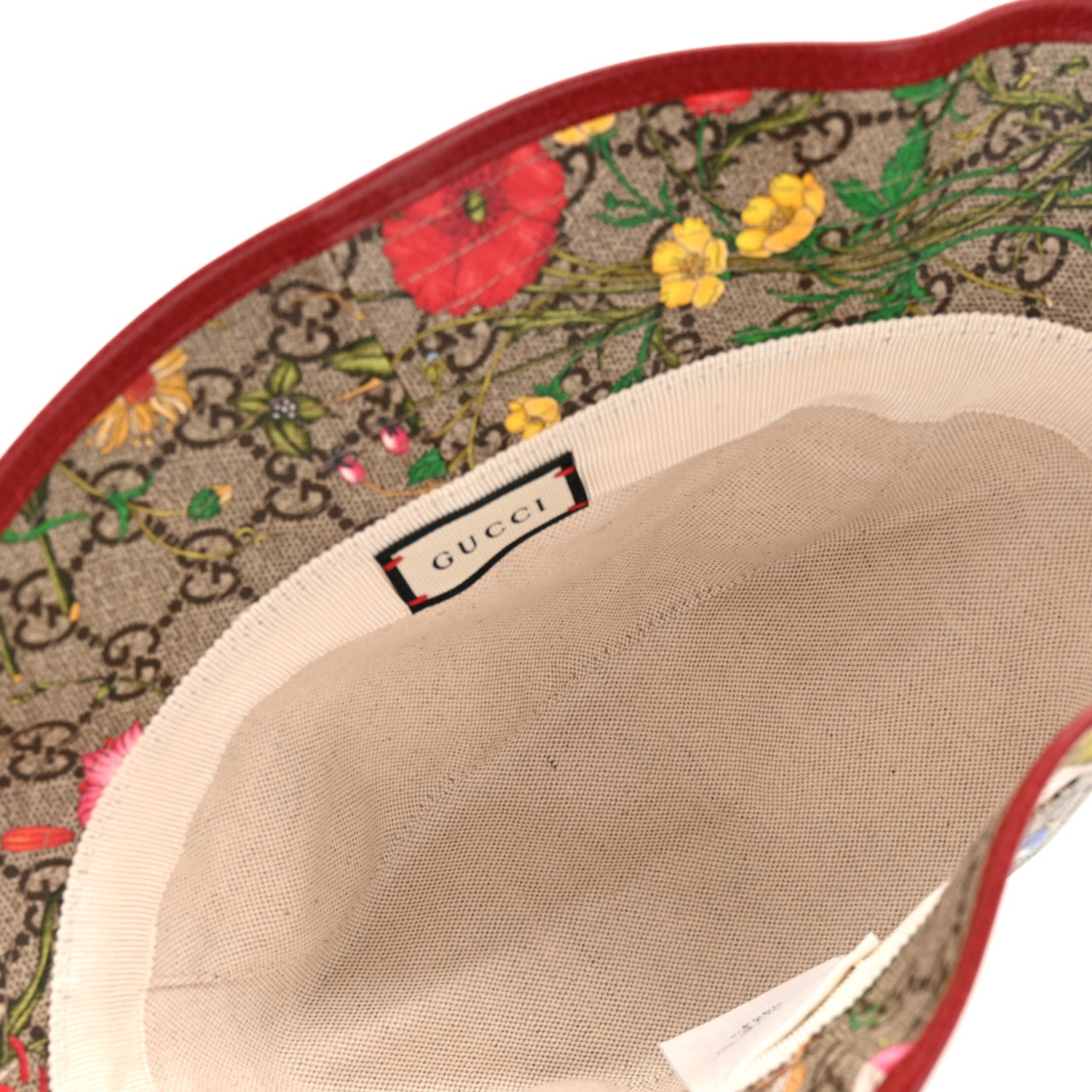 Gucci GG Supreme Monogram Flora Fedora Hat L Red 7 of 9