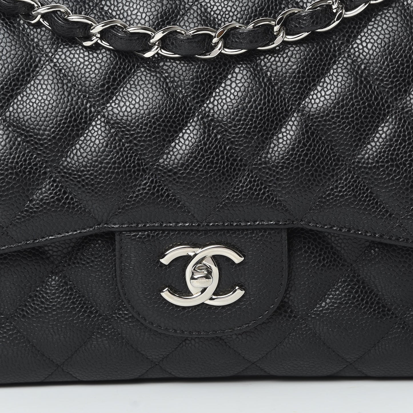 Caviar Quilted Jumbo Double Flap Black