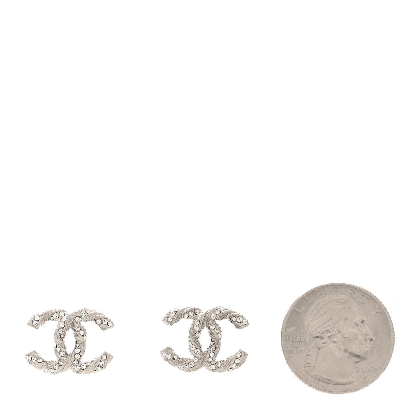 Crystal Twisted CC Earrings Silver