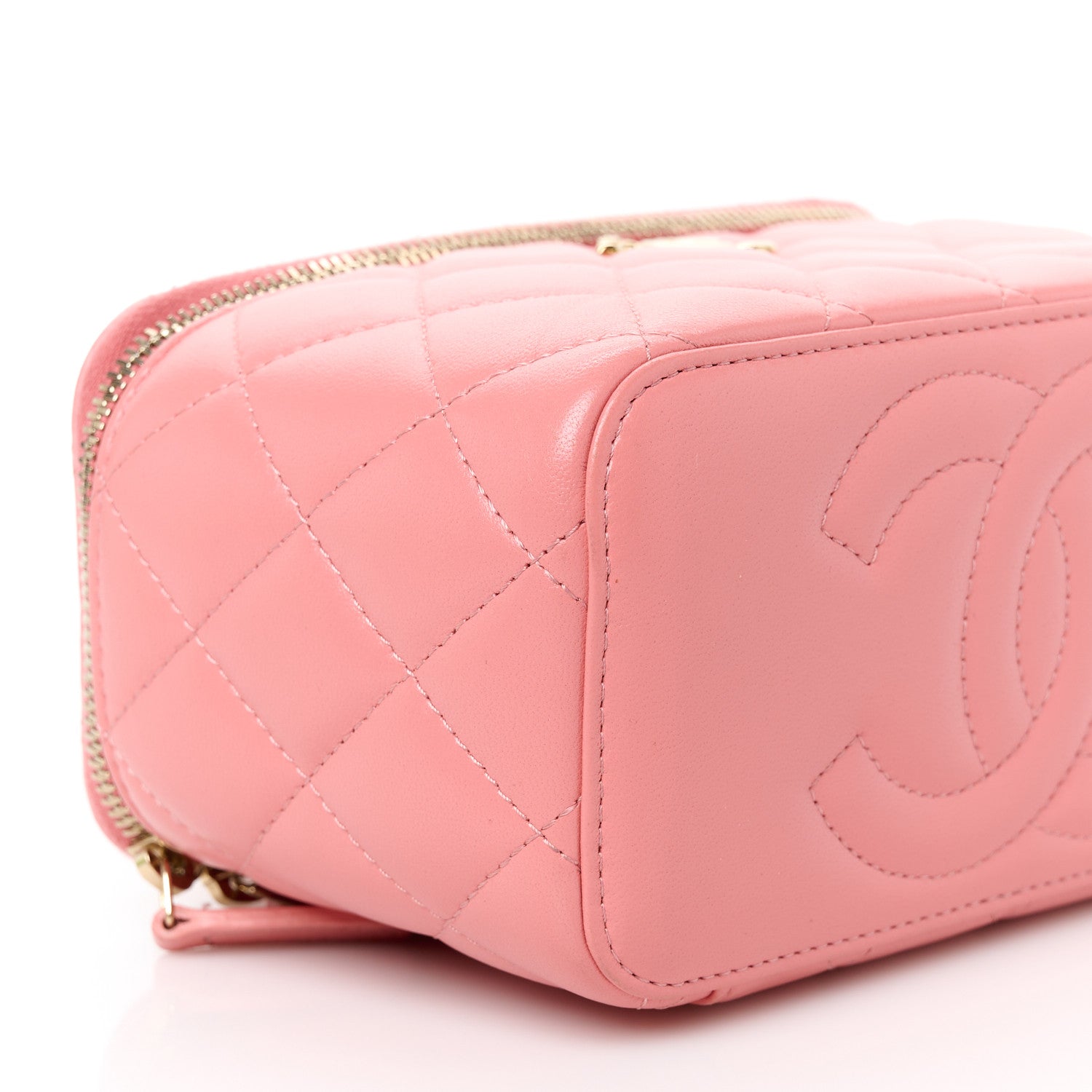 Chanel Lambskin Quilted Small Charming Top Handle Vanity Case With Chain Pink 9 of 12
