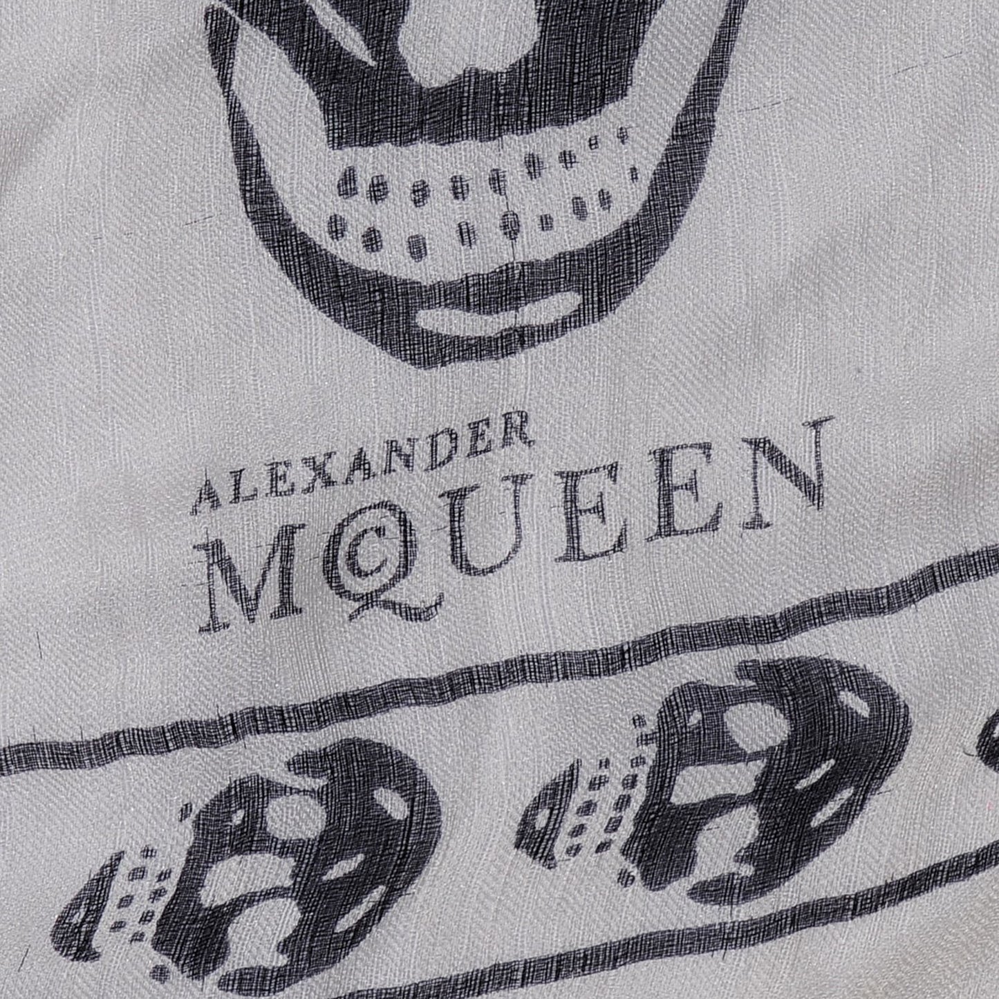Silk Chiffon Skull Scarf Ivory Black