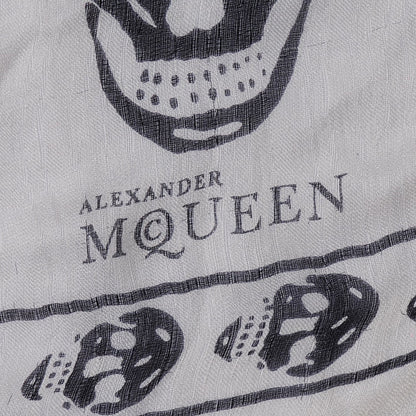 Alexander McQueen Silk Chiffon Skull Scarf Ivory Black 4 of 6