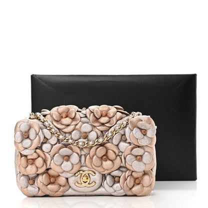 Chanel Metallic Lambskin Quilted Mini Camellia Flap Silver Gold 13 of 13