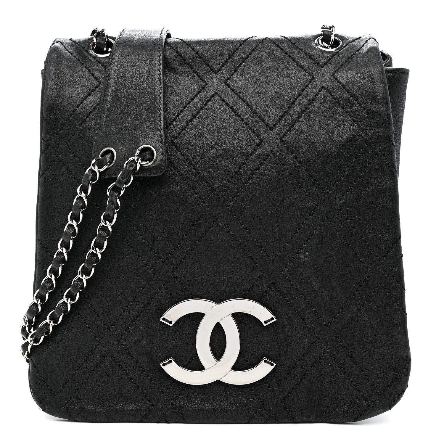 Chanel Calfskin Diamond Stitch Large Messenger Black 1 of 14