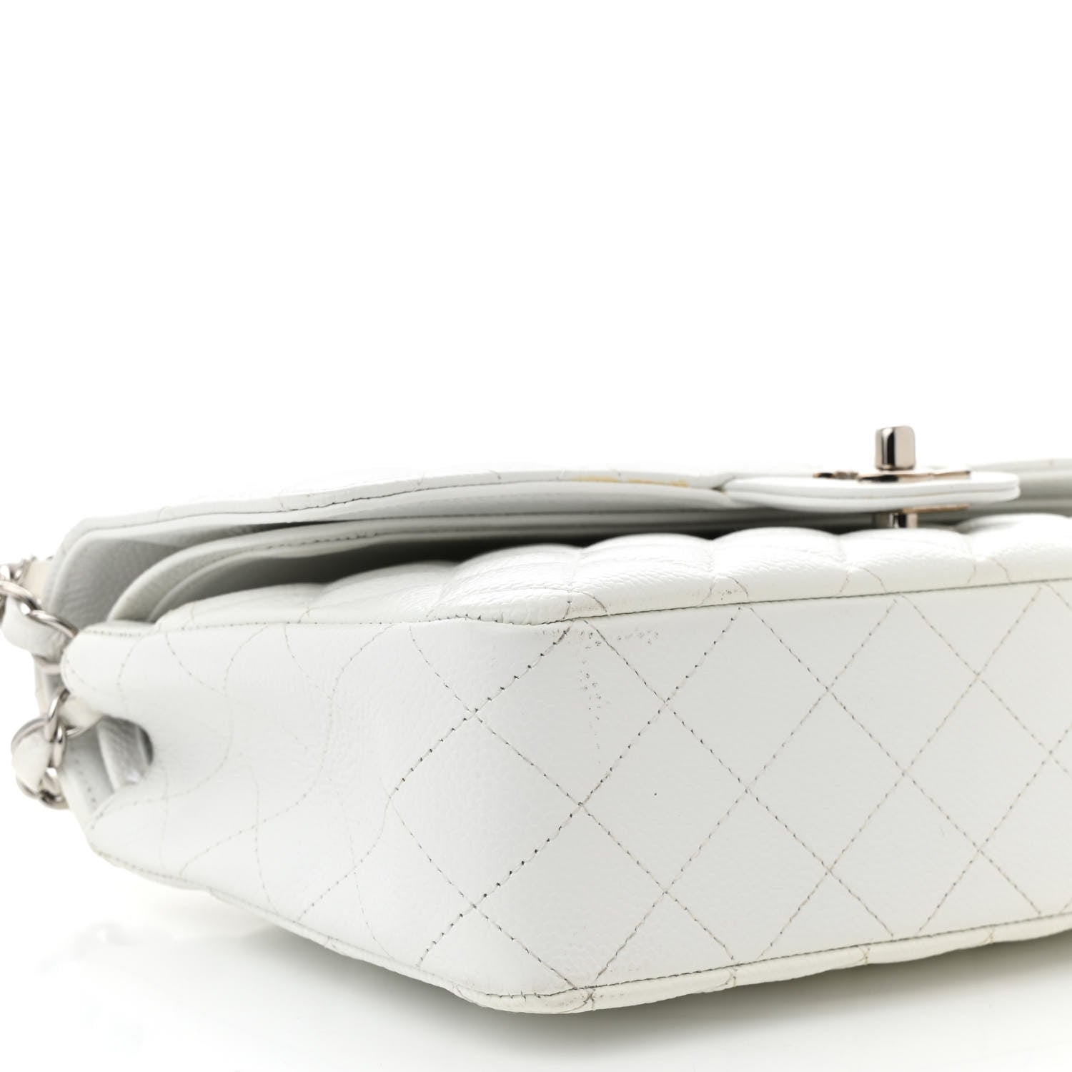 Chanel Caviar Quilted Medium Double Flap White 9 of 10