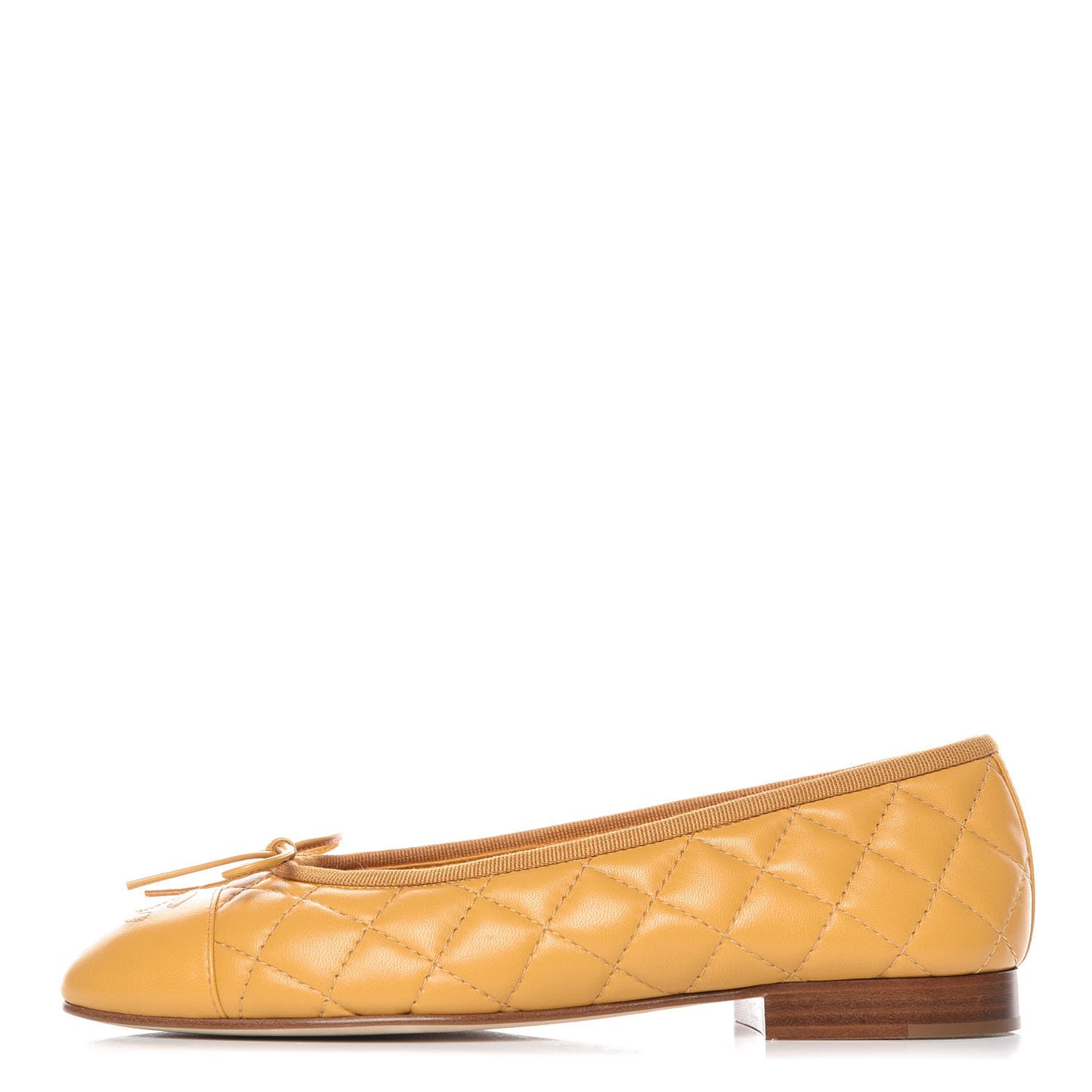 Lambskin Quilted CC Cap Toe Ballerina Flats 37 Yellow