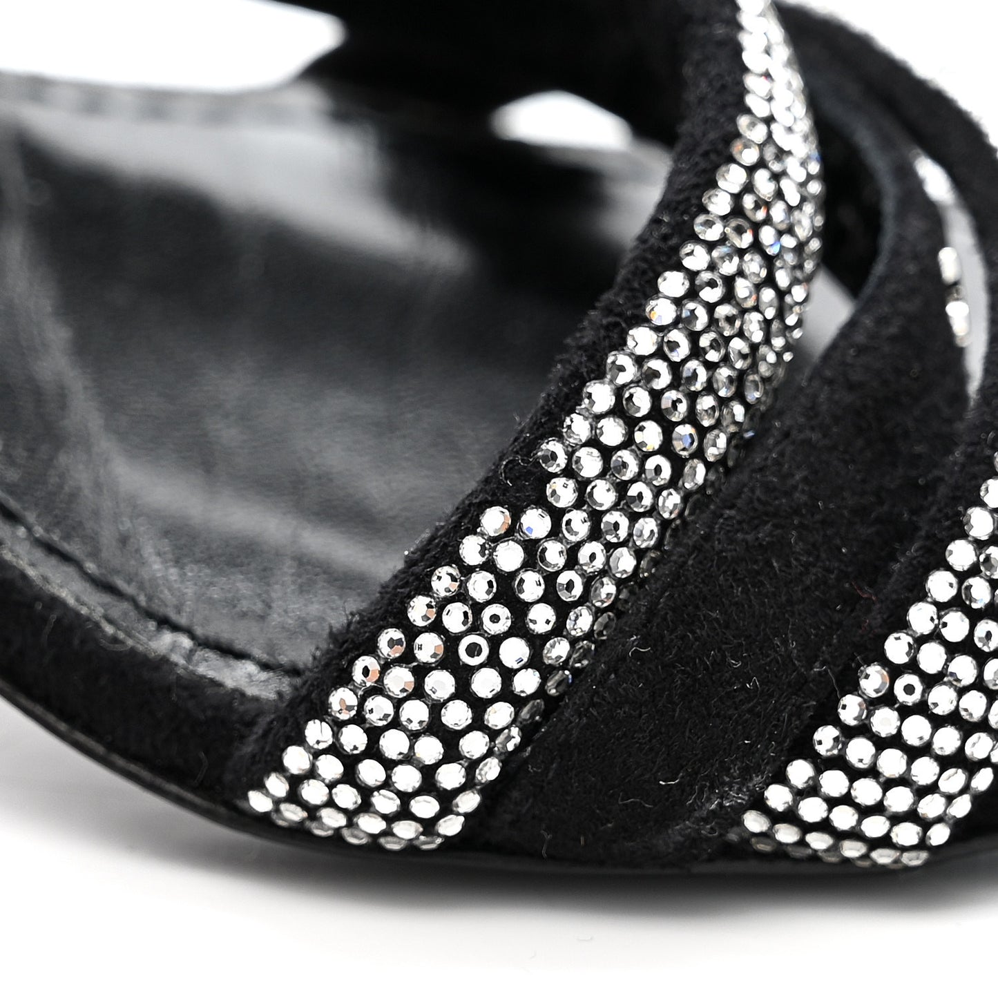Suede Goat Rhinestone Appeal Sandals 36 Black