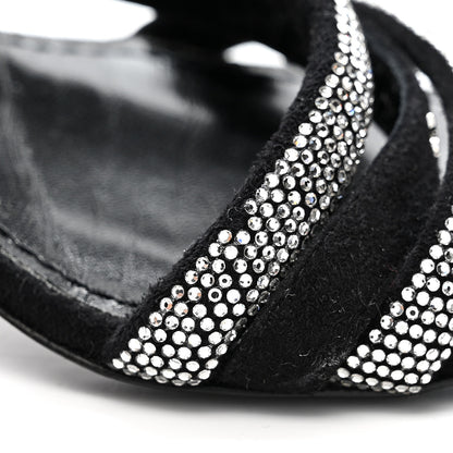 Louis Vuitton Suede Goat Rhinestone Appeal Sandals 36 Black 11 of 12
