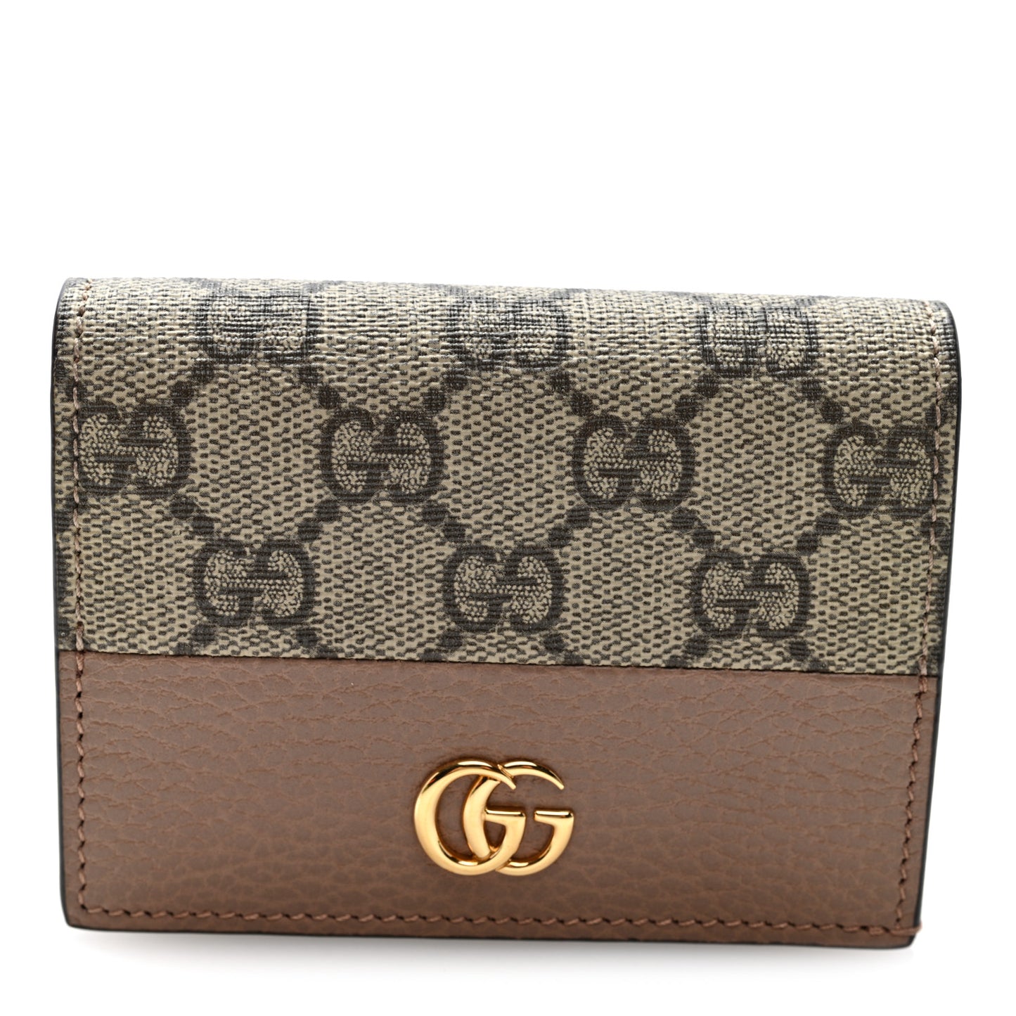 Dollar Calfskin GG Supreme Monogram GG Marmont Card Case Porcelain Rose Beige Ebony