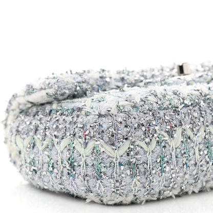 Chanel Tweed Quilted Mini Rectangular Flap Light Green Silver White 9 of 11
