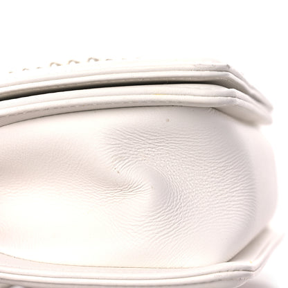 Chanel Calfskin Pearl Chevron Small Boy Flap White 17 of 18
