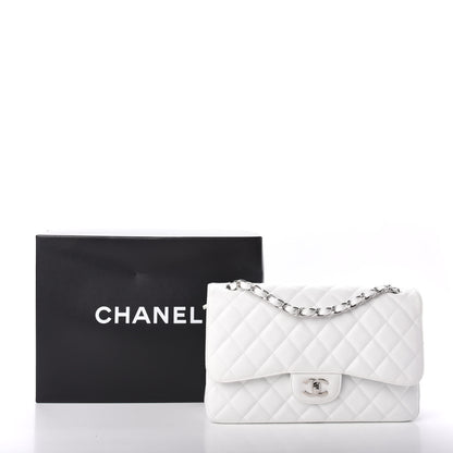 Chanel Caviar Quilted Jumbo Double Flap White 10 of 10