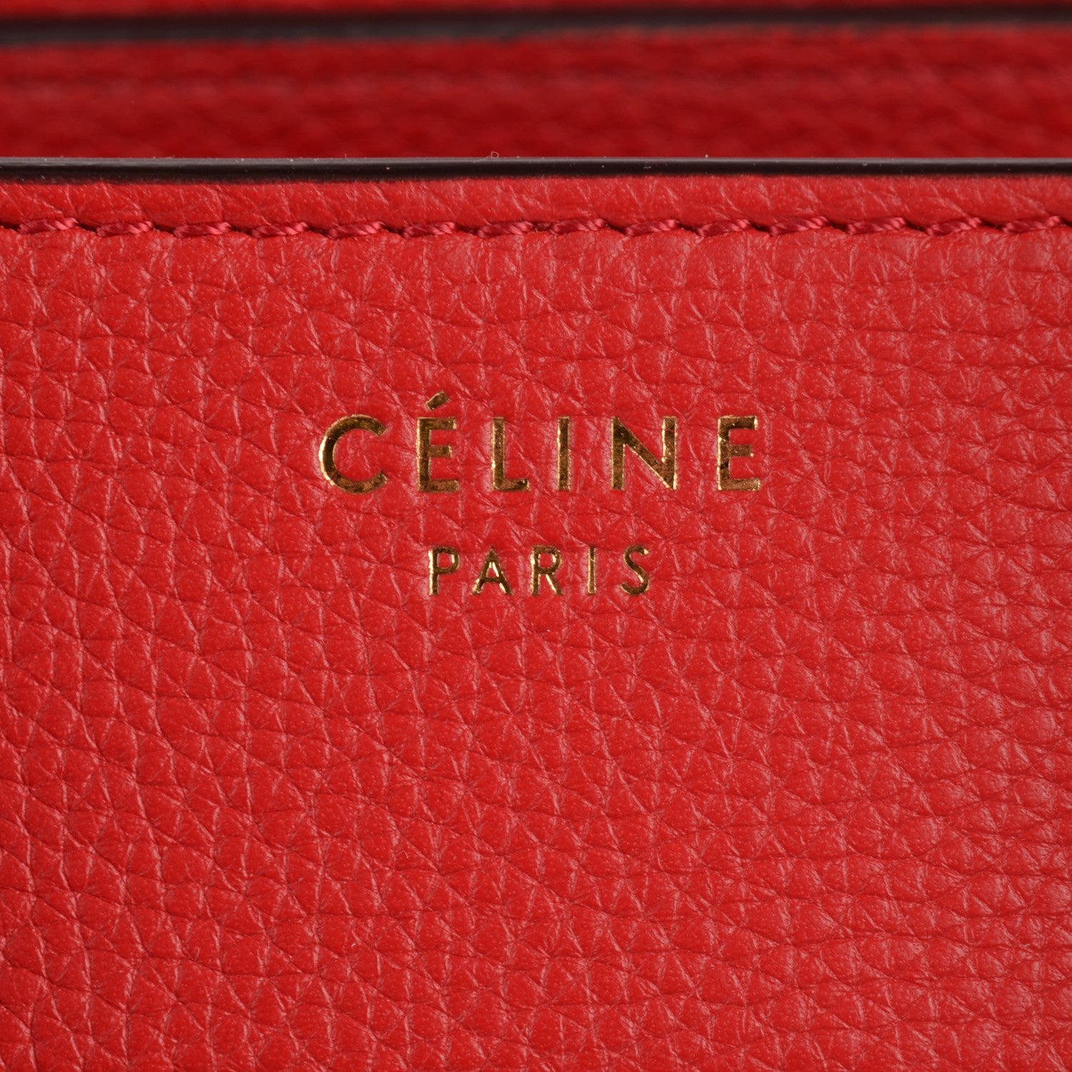 Celine Drummed Calfskin Mini Luggage Coquelicot 6 of 9