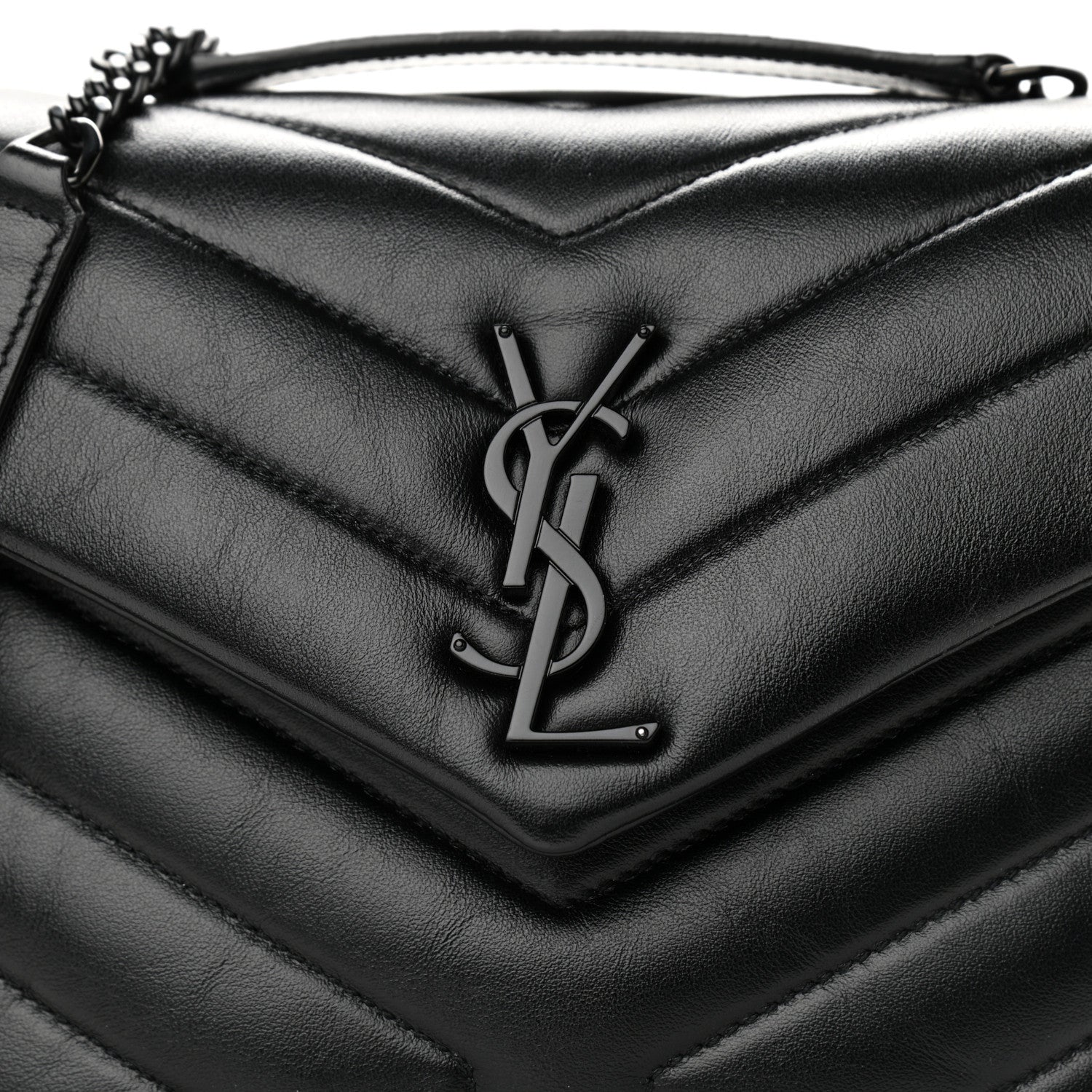Saint Laurent Calfskin Y Quilted Monogram Small Loulou Chain Satchel Black 8 of 10