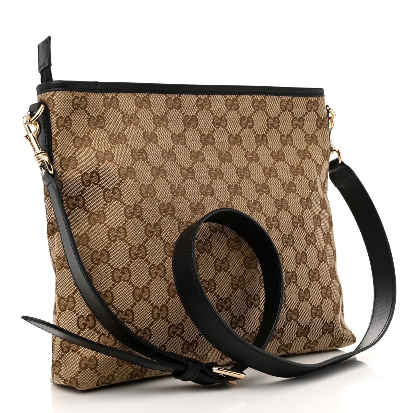 GG Monogram Web Flat Messenger Bag Black