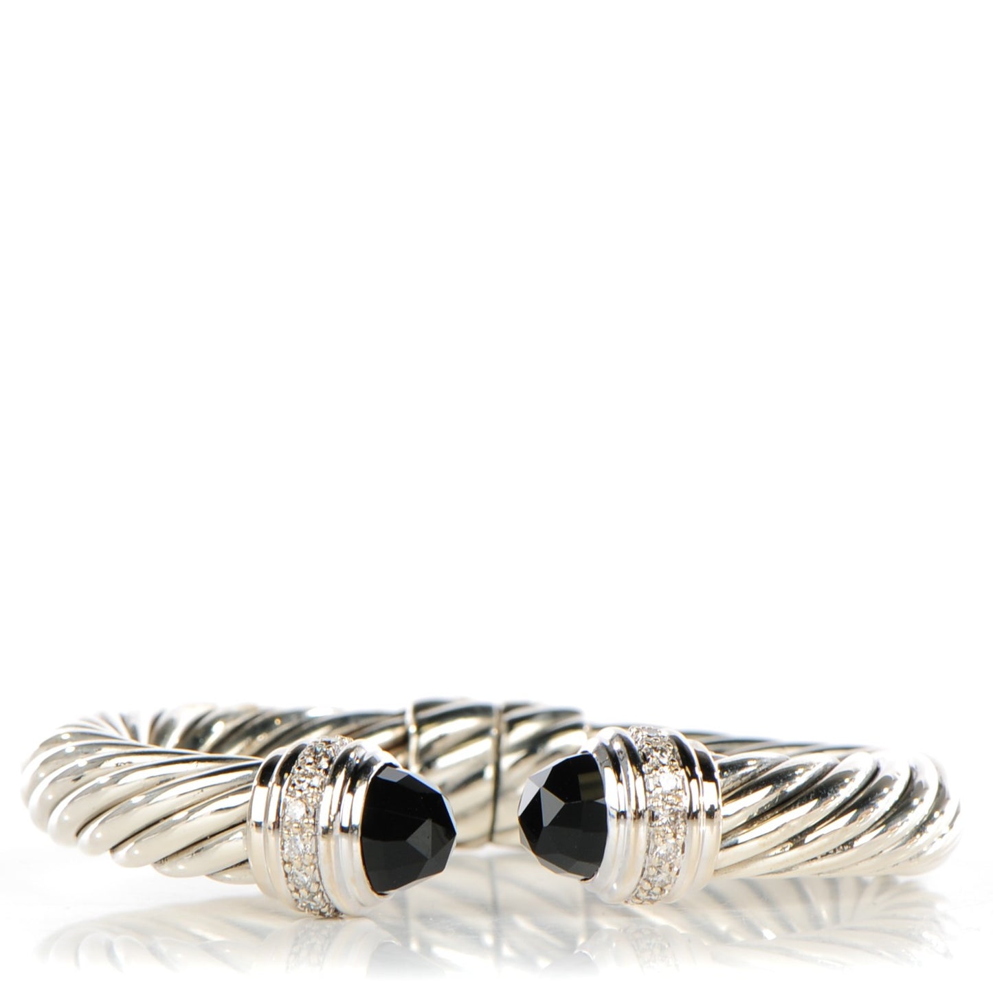 Sterling Silver Pave Diamond Black Onyx 10mm Cable Classics Bracelet