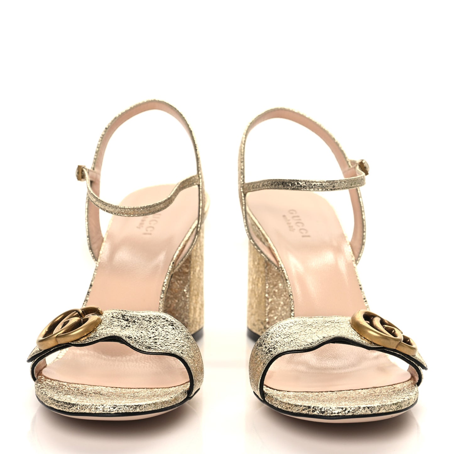 Galassia GG Marmont Ankle Wrap 75mm Sandals 40.5 Platino